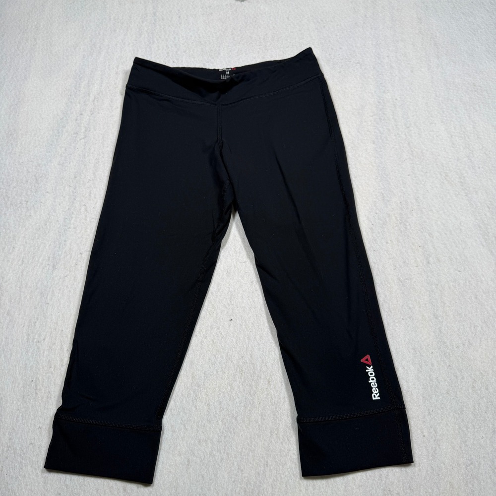 Reebok Speedwick Black Cropped Leggings Capri Athletic Training Pants Womens M